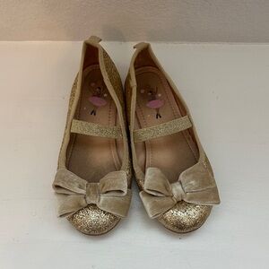H&M Gold Glitter & Velvet Kids Ballet Flats